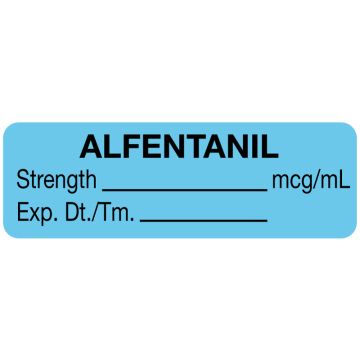 Anesthesia Label, Alfentanyl mg/mL, 1-1/2" x 1/2"