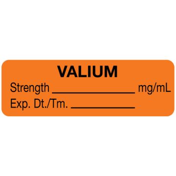 Anesthesia Label, Valium mg/mL, 1-1/2" x 1/2"