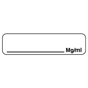 Anesthesia Label, Blank mg/mL, 1-1/4" x 5/16"