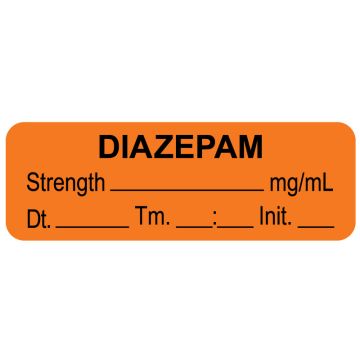 Anesthesia Label, Diazepam mg/mL Date Time Initial, 1-1/2" x 1/2"