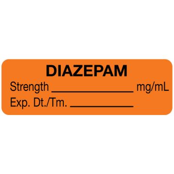 Anesthesia Label, Diazepam mg/mL, 1-1/2" x 1/2"
