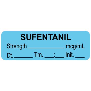 Anesthesia Label, Sufentanil mcg/mL Date Time Initial, 1-1/2" x 1/2"