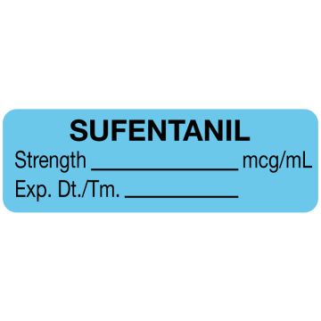 Anesthesia Label, Sufentanil mcg/mL, 1-1/2" x 1/2"