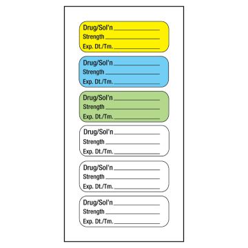 6-label Anesthesia Sheet, 1-1/2" x 1/2"