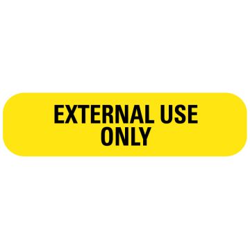 FOR EXTERNAL USE ONLY, Medication Instruction Label, 1-5/8" x 3/8"