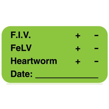 F.I.V. + - FeLV + -, 1-5/8" x 7/8"