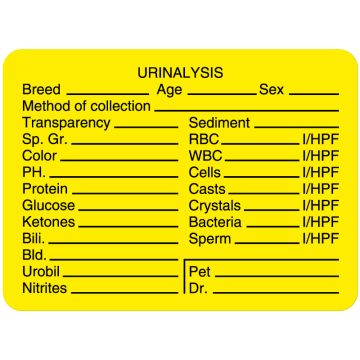 Laboratory Urinalysis Label, 2-3/8" x 1-3/4"