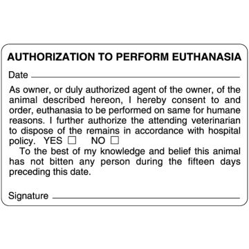 Authorization and Consent for Treatment Label, 4" x 2-5/8"