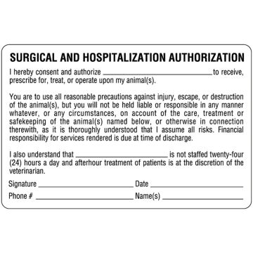 Authorization and Consent for Treatment Label, 4" x 2-5/8"