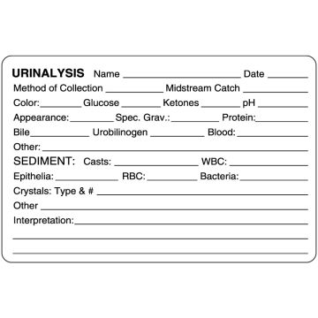 Laboratory Urinalysis Label, 4" x 2-5/8"