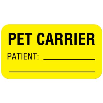 PET CARRIER PATIENT:, Communication Label, 1-5/8" x 7/8"