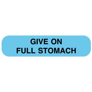 GIVE ON FULL STOMACH mg/mL, 1 5/8" x 3/8", 500 Labels