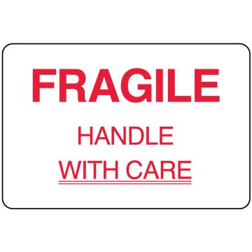 Handle With Care, Fragile Shipping Label, 3" x 2"