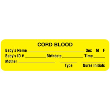 Cord Blood Label, 3" x 7/8"