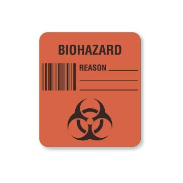 Biohazard Warning Label, 1-7/10" x 1-1/2"