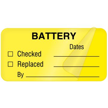 Battery and Lamp Maintenance Label, 2" x 1"