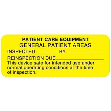 Patient Monitoring Equipment Label, 2" x 1"