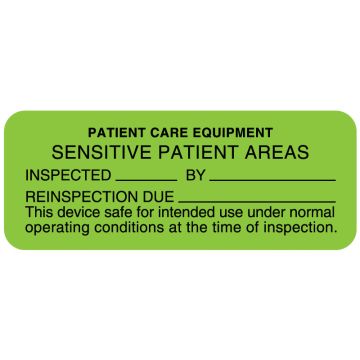 Patient Monitoring Equipment Label, 2" x 1"