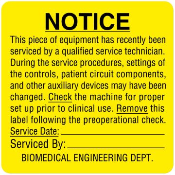 Equipment Repair and Maintenance Label, 2-1/2" x 2-1/2"