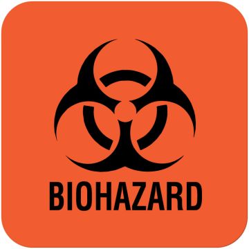 Biohazard Warning Label, 1" x 1"