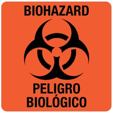 Bilingual Biohazard Warning Label, 3" x 3"