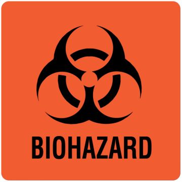 Biohazard Warning Label, 6" x 6"