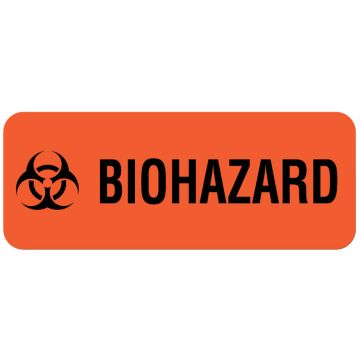 Biohazard Warning Label, 1-1/4" x 5/16"