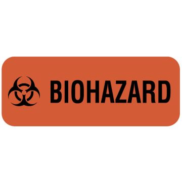 Biohazard Warning Label, 2-1/4" x 7/8"