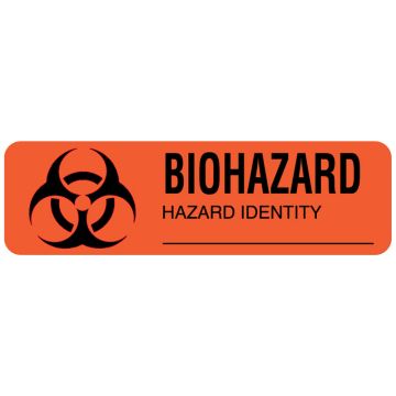 Biohazard Warning Label, 3" x 7/8"