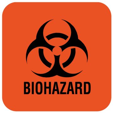 Biohazard Warning Label, 1" x 1"