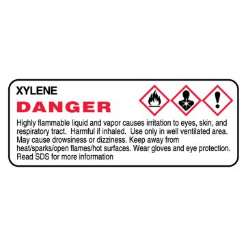 XYLENE, 3" x 1-1/8"