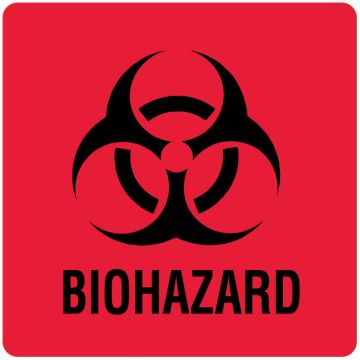 Biohazard Warning Label, 6" x 6"