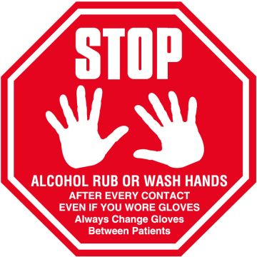 Stop Sign Infection Control Labels, 6" x 6"
