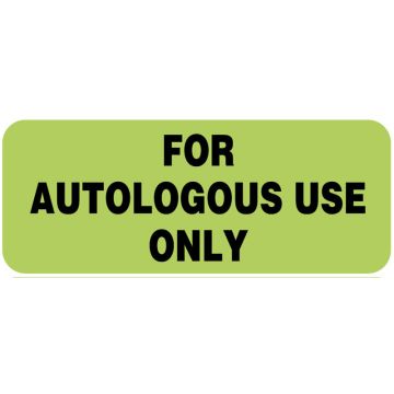 Autologous Blood label, 2-1/4" x 7/8"