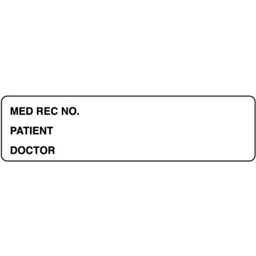 White Medical Record Binder Label, 5-3/8" x 1-3/8"