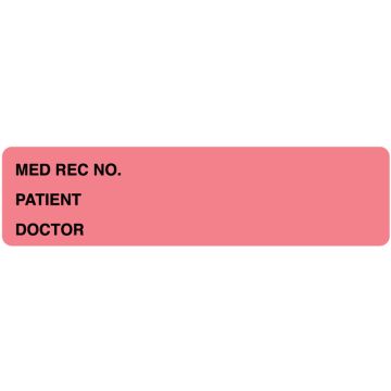 Pink Medical Record Binder Label, 5-3/8" x 1-3/8"