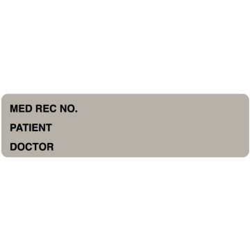 Gray Medical Record Binder Label, 5-3/8" x 1-3/8"