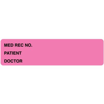 Fluorescent Pink Medical Record Binder Label, 5-3/8" x 1-3/8"