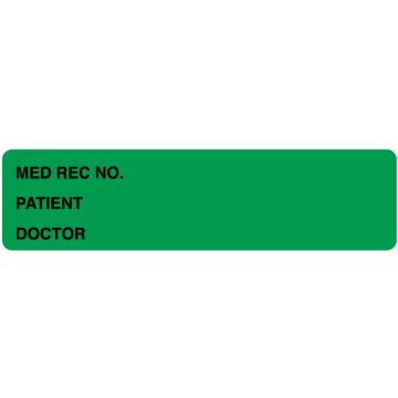 Green Medical Record Binder Label, 5-3/8" x 1-3/8"
