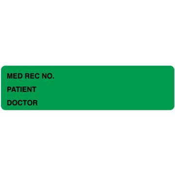 Green Medical Record Binder Label, 5-3/8" x 1-3/8"
