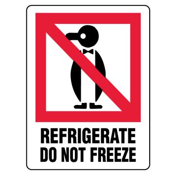 REFRIGERATE DO NOT FREEZE, Shipping Label, 3" x 4"