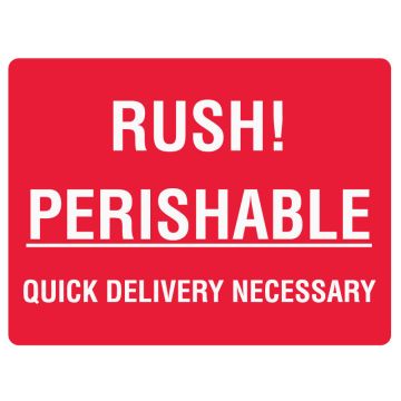 RUSH PERISHABLE Shipping Label, 4" x 3"