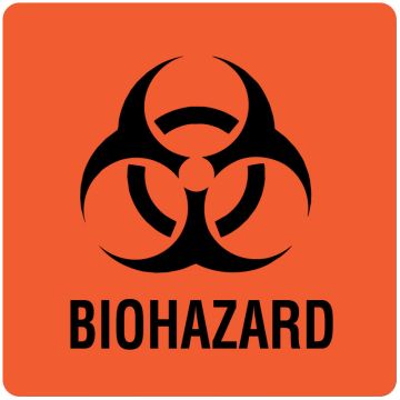 Biohazard Warning Label, 3" x 3"