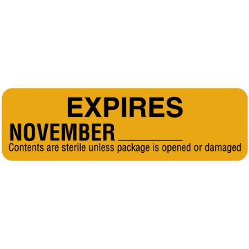 November Sterility Expiration Labels, 3" x 7/8"
