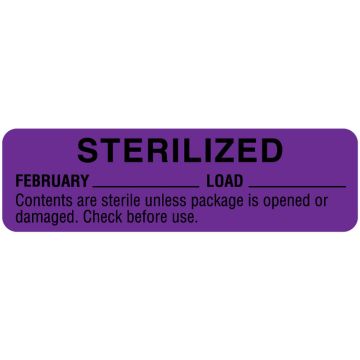 February Sterility Date Labels, 3" x 7/8"