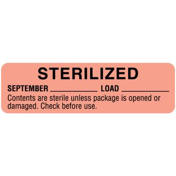 September Sterility Date Labels, 3" x 7/8"