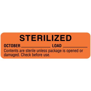 October Sterility Date Labels, 3" x 7/8"