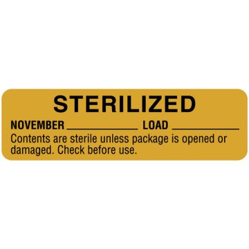 November Sterility Date Labels, 3" x 7/8"
