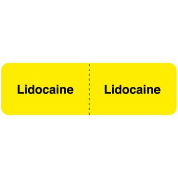 LIDOCAINE, I.V. Line Identification Label, 3" x 7/8"
