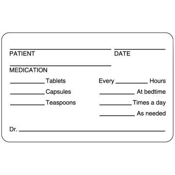 PATIENT DATE MEDICATION…., Medication Instruction Label, 2-3/4" x 1-3/4"